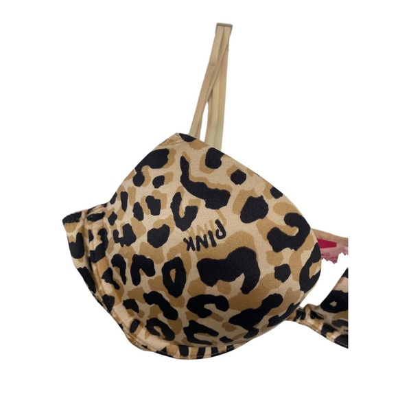 Victoria Secret Pink Push up plunge leopard print bra 34B - Picture 7 of 8